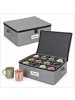 relaxdays 2 x Aufbewahrungsbox für Geschirr "Tassen" in Grau - (B)41,5 x (H)17 x (T)34 cm