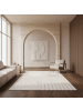 KADIMA DESIGN Teppich Kurzflor Boho Muster Microfaser Baumwolle Wohnzimmer in Creme