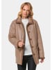 GOLDNER Kuschelige Longjacke in Lederoptik in milchkaffee