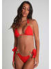 Moda Minx Bikinihose Irregular Hoop Tie Side Brazilian Bikini Bottom in Red