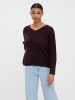 Vero Moda Strickpullover V-Ausschnitt Langarm Sweater VMCREWLEFILE in Weinrot