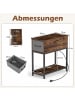 COSTWAY Nachttisch mit Ladestation & LED-Leuchten in Hellbraun