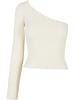 Urban Classics Urban Classics Damen Ladies Short Rib Knit One Sleeve Sweater in whitesand