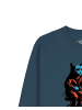 wat? Apparel Sweatshirt Katze auf Fahrrad in Petrol