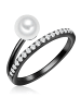 Valero Pearls Ring Sterling Silber Zirkonia Süßwasser-Zuchtperle in schwarz