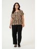 KAFFE curve Kurzarm-Bluse KCami Loose fit in Naturel Leopard Print