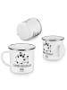 Mr. & Mrs. Panda Emaille Tasse Im Team zuMenschmenarbeiten mit Spruch in Weiß