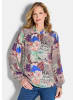 GOLDNER Kurzgröße:  Blusenshirt Leichte Printbluse mit Patchwork-Muster in stein / gemustert