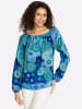 Heine Druckbluse in royalblau-grün-bedruckt