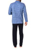 NORMANN Pyjama Schlafanzug lang zum durchknöpfen Karo - 71684 in hellblau