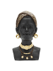 Mauro Ferretti Schwarze Harzstatuette in Form eines Frauenkopfes, 19 x 18,5 x 30 cm