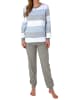 NORMANN Pyjama Bündchen Schlafanzug Blockstreifen - 69136 in hellblau