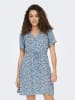ONLY Legeres Mini Kleid Sommerliches Design Muster in Blau-2