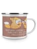 Mr. & Mrs. Panda Camping Emaille Tasse Junggesellenabschied Eska... in Braun Pastell