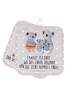 Mr. & Mrs. Panda Topfhalter Koala Familie mit Spruch in Grau Pastell