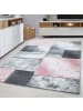 KADIMA DESIGN Teppich Kurzflor Waschbar Karo MONZA Strapazierfähig OEKO-TEX in Pink