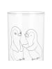 Mr. & Mrs. Panda Blümchentailglas Pinguine trösten mit Spruch in Transparent