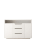 ABRIHOME Sideboard in Mattweiß mit 3 Schubladen Doppeltüren und offenem Regal