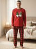 United Labels Wichtel XMAS Schlafanzug Pyjama Set Langarm Oberteil mit Hose in rot/schwarz