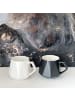 Intirilife Kaffee Tee Tasse in Feinschliff Optik 350 ml Becher mit Henkel in 4x Schwarz