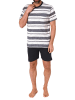 NORMANN Kurzarm Schlafanzug Shorty Pyjama Streifen - 78354 in dunkelgrau
