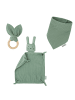 Räuberella Baby Geschenkset – Schmusetuch Hase, Holz-Beißring & Halstuch in Mint - 10x10 cm