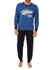 NORMANN Schlafanzug langarm Frontprint in blau