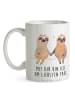 Mr. & Mrs. Panda Kaffeebecher Faultier Pärchen mit Spruch in Weiß