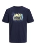 Jack & Jones T-Shirt 'Map Summer' in dunkelblau
