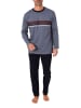 NORMANN Langarm Schlafanzug Pyjama sportive Optik in blau