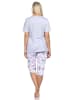 NORMANN Capri Schlafanzug kurzarm floraler Print in hellblau