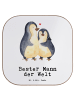 Mr. & Mrs. Panda Tisch-Untersetzer Pinguin Bester Mann der Welt ... in Weiß