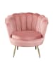 SalesFever Loungesessel im Muscheldesign Chromgestell in Goldoptik & Samtbezug in Rose