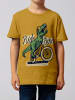 wat? Apparel T-Shirt T-Rex Fahrrad in Ocker