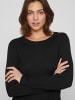 Vila Gerippter Longsleeve Pullover Feinstrick Sweater Shirt VIABELLA in Schwarz