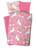 JACK Waschbare Kinder Wende Bettdecke 135x200cm Kissenbezug 80x80cm Einhorn