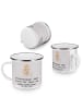 Mr. & Mrs. Panda Camping Emaille Tasse Erzieherin Chaos mit Spruch in Grau Pastell