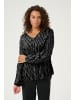 Kaffe Langarm-Bluse KAamber in Black/Grey Graphic Simili