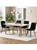 ABRIHOME Esstisch Set in Weiß Golden 5-tlg 140x80 cm mit goldenen Beinen Samt Stühlen