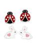 schmuck23 Ohrstecker Set Hase Marienkäfer 925 Silber
