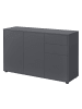 en.casa Sideboard Paarl mit 3 Türen in Grau (H)74cm (B)117cm (T)36cm