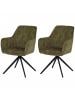 MCW 2er-Set Esszimmerstuhl L79, Wildleder-Optik olivgrün