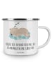 Mr. & Mrs. Panda Camping Emaille Tasse Alleine schlafen lernen m... in Weiß