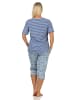 NORMANN Capri Pyjama Schlafanzug kurzarm Spitzenbesatz - 61972 in hellblau