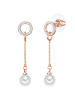 Lulu & Jane Perlen-Ohrhänger Messing Glaskristall Muschelkernperle in roségold