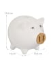 relaxdays Sparschwein in Weiß/ Natur - (B)15,5 x (H)15,5 x (T)19 cm