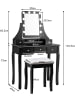 COSTWAY Schminktisch Set LED in Schwarz