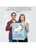 Mr. & Mrs. Panda Bild Einhorn Blümchentail mit Spruch in Blau Pastell
