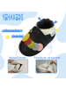 Yihakids Schwarze Baby-Leder-Laufschuhe, komfortabel mit rutschfester Sohle - Raupenmotiv