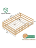 ABRIHOME Kinderbett in Natur mit 4 Seiten Gitter Kiefernholz ohne Lattenrost 140 x 200cm
